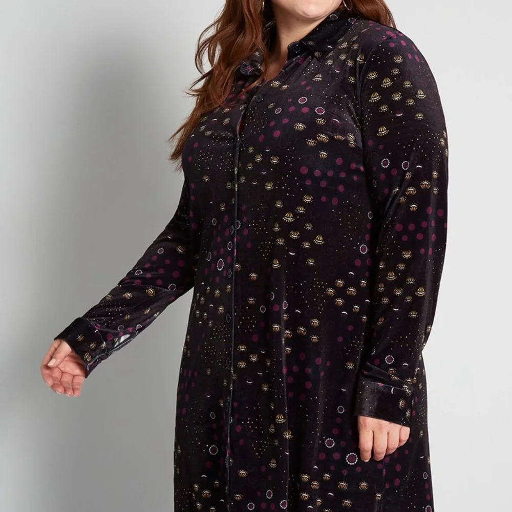Modcloth "The Velvet Club" Shirt Dress